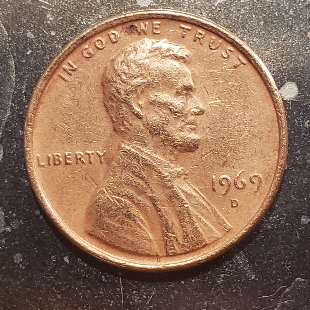 1969-D 1C RB Lincoln Memorial Cent DDO, DDR & Rim Error